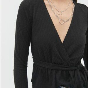 uo nina cozy surplice wrap top